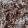 Tesatura gofrata din matase naturala cu lână și elastan - design animal print, Maro - Roscat