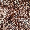 Tesatura gofrata din matase naturala cu lână și elastan - design animal print, Maro - Roscat