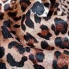 Tesatura gofrata din matase naturala cu lână și elastan - design animal print, Maro - Roscat