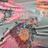 Tesatura jacquard cameleon - design floral, Roz - Gri - Piersiciu , Fond pastel