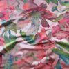 Tesatura jacquard cameleon - design floral, Roz – Verde