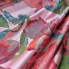 Tesatura jacquard cameleon - design floral, Roz – Verde