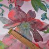 Tesatura jacquard cameleon - design floral, Roz – Verde