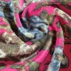 Tesatura jacquard din matase naturala si viscoza - design floral, Cyclamen – Verde