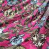 Tesatura jacquard din matase naturala si viscoza - design floral, Cyclamen – Verde