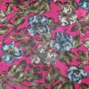 Tesatura jacquard din matase naturala si viscoza - design floral, Cyclamen – Verde