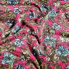 Tesatura jacquard din matase naturala si viscoza - design floral, Cyclamen – Verde