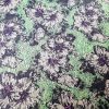 Tesatura jacquard gofrat - design floral, Verde - Negru  - Lila