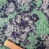 Tesatura jacquard gofrat - design floral, Verde - Negru  - Lila