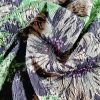 Tesatura jacquard gofrat - design floral, Verde - Negru  - Lila