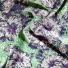 Tesatura jacquard gofrat - design floral, Verde - Negru  - Lila