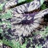 Tesatura jacquard gofrat - design floral, Verde - Negru  - Lila