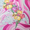 Tesatura jerse din viscoza - design floral, Multicolor