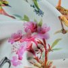 Tesatura marocaine din viscoza  - imprimeu cu pasari sib flori, Multicolor