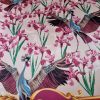 Tesatura satinată din matase naturala  - tip panou cu bordura , design exotic, Multicolor