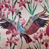 Tesatura satinată din matase naturala  - tip panou cu bordura , design exotic, Multicolor