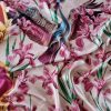 Tesatura satinată din matase naturala  - tip panou cu bordura , design exotic, Multicolor