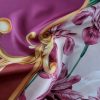 Tesatura satinată din matase naturala  - tip panou cu bordura , design exotic, Multicolor