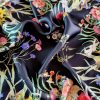 Tesatura twill din matase naturala  - tip panou cu bordura , design floral, Multicolor