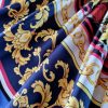 Tesatura twill din matase naturala  - tip panou cu bordura , design floral, Multicolor