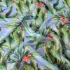 Voal din matase naturala - design exotic , Bleu - Verde - Rosu – Albastru