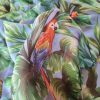 Voal din matase naturala - design exotic , Bleu - Verde - Rosu – Albastru