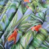 Voal din matase naturala - design exotic , Bleu - Verde - Rosu – Albastru