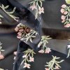 Voal georgette din matase naturala – design floral, Negru - Verde - Roz