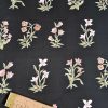 Voal georgette din matase naturala – design floral, Negru - Verde - Roz