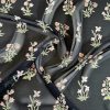 Voal georgette din matase naturala – design floral, Negru - Verde - Roz