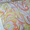 Voal jacquard din matase naturala - design floral stilizat , Galben  - Portocaliu  - Ivoire
