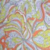 Voal jacquard din matase naturala - design floral stilizat , Galben  - Portocaliu  - Ivoire