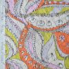 Voal jacquard din matase naturala - design floral stilizat , Galben  - Portocaliu  - Ivoire