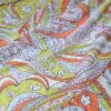 Voal jacquard din matase naturala - design floral stilizat , Galben  - Portocaliu  - Ivoire