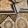 Tesatura din mătase naturală elastică - Crepe de Chine, Negru - Alb - Auriu