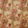 Tesatura din matase naturala - crepe de chine design floral, Bej Auriu - Bordeaux - Verde