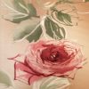 Tesatura din matase naturala - crepe de chine design floral, Bej Auriu - Bordeaux - Verde
