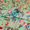 Tesatura din mătase naturală - dublu crepe , design floral , Multicolor
