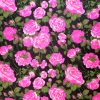 Tesatura din matase naturala cu in tip shantung , design floral, Roz - Verde - Negru
