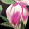Tesatura din mătase naturală - crepe , design floral, Cyclamen - Violet - Negru