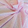 Tesatura premium din matase naturala - design floral, Roz fondant - Alb