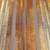 Voal din mătase naturală cu fir metalizat - design liniar, Negru - Auriu antichizat