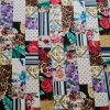 Tesatura din matase naturala cu elastan - design patchwork, Multicolor