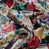 Tesatura din matase naturala cu elastan - design patchwork, Multicolor