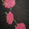 Tesatura jacquard tip panou - design floral , Negru - Cyclamen