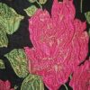 Tesatura jacquard tip panou - design floral , Negru - Cyclamen