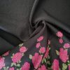Tesatura jacquard tip panou - design floral , Negru - Cyclamen