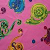 Viscoză, twill, roz, cu motive abstracte