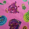 Viscoză, twill, roz, cu motive abstracte