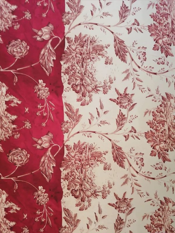 Tesatura din mătase naturală, crepe de chine - design etnno, Bordo , Bej